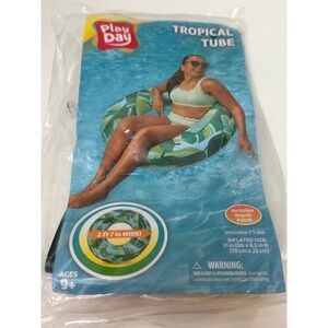 Play Day Tropical Tube Inflatable Pool Float Palm Leaf‎ Print 31 Inch K10962B00